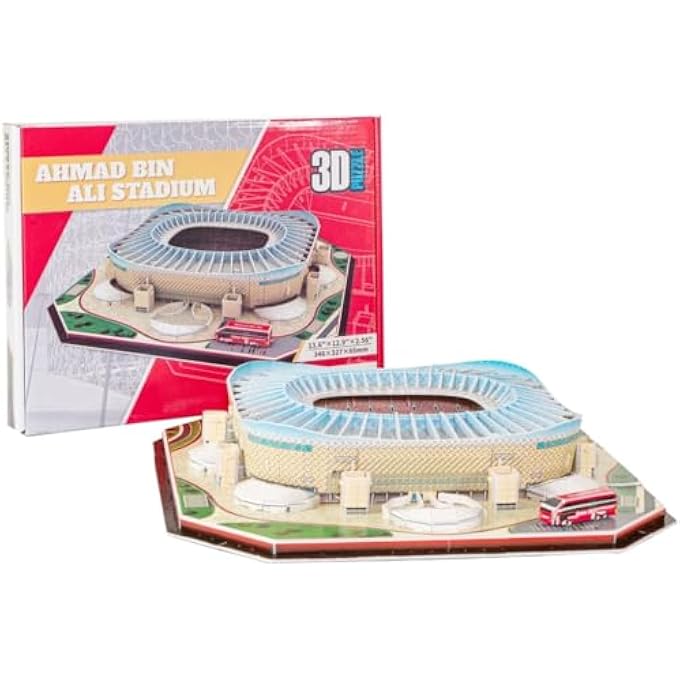 PUZZLME AHMAD BIN ALI STADIUM 3D PUZZLE  QATAR WORLD CUP FOOTBALL ARENA ASSEMBLY BUILDING KIT - AUTHENTIC & REALISTIC DETAILING, NO TOOLS REQUIRED - PUZZLES FOR ADULTS & KIDS - 35X33X7CM, 128-PIECES - Image 1